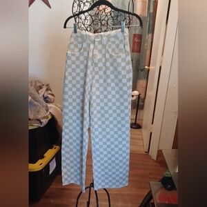 RSQ Beige and White Plaid Pants